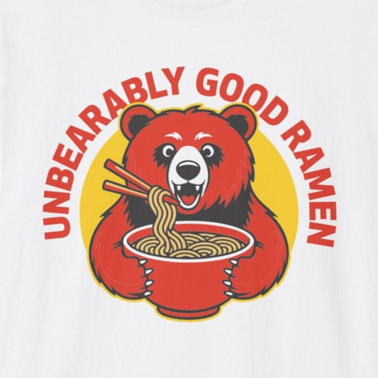 Playful Kawaii Ramen Bear Iconic Unisex Graphic T-Shirt