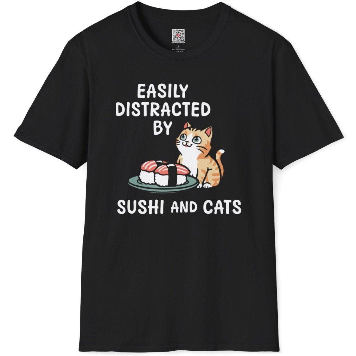 Easily Distracted By Sushi And Cats T-Shirt - Wakuwakuma