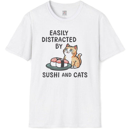 Easily Distracted By Sushi And Cats T-Shirt - Wakuwakuma