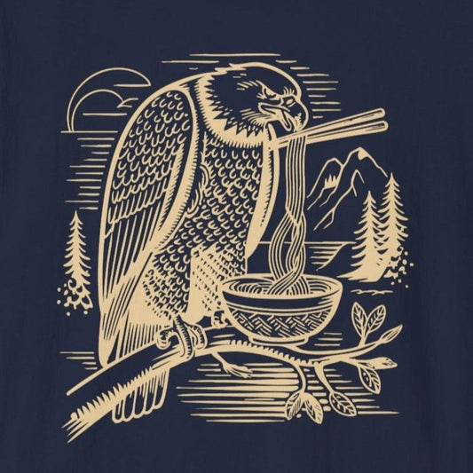 Ramen Eating Eagle T-Shirt - Wakuwakuma